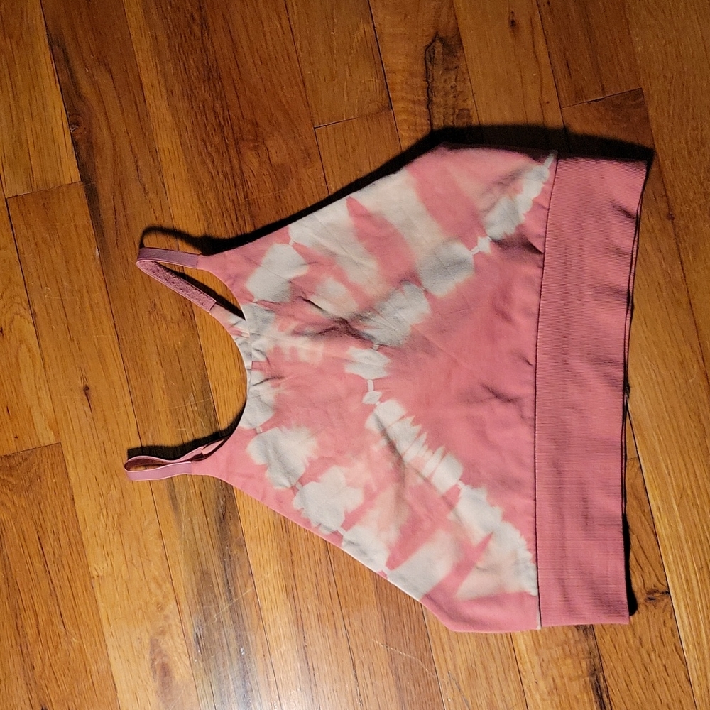 Joy Lab  pink high neck  racerbackTie Dye Sports Bra  size large